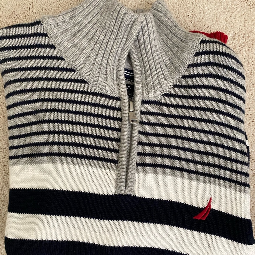 NWOT Nautica 3/4 Zip Stripe Sweater YSM
